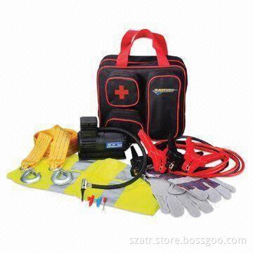 Car Emergency Kit, Inckudes Air Compressor, Booster Cable, Bag and Safety Vest